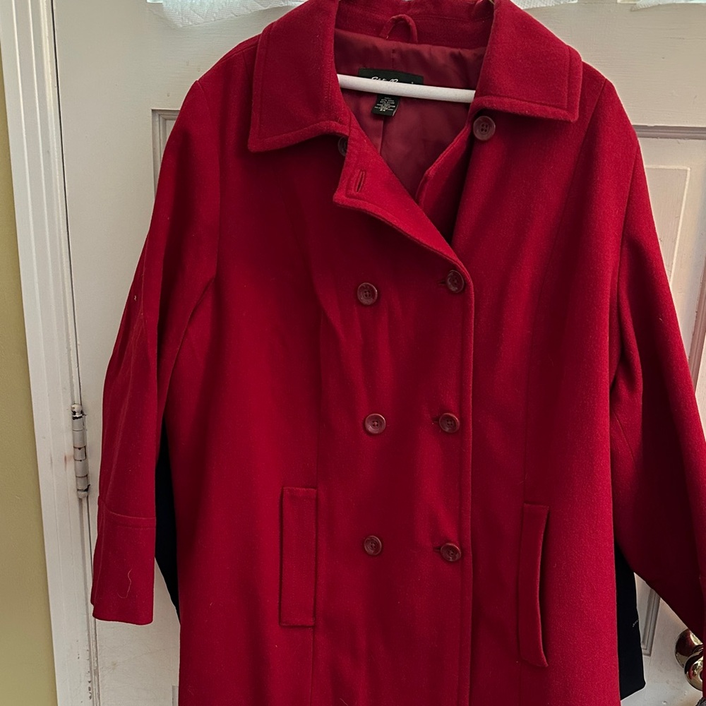 Eddie Bauer  Women's Red Double-Breasted Wool Coat